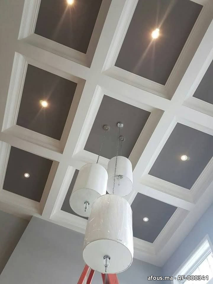 Plafond à caissons moulurés et suspensions cylindriques — Casablanca