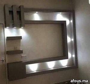 Meuble télé mural en plâtre à cadre lumineux — Khémisset