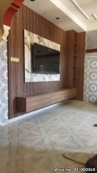 Meuble TV en marbre et bois