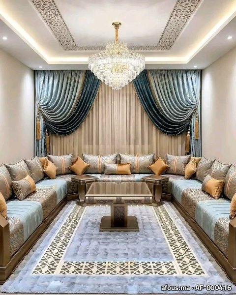 Salon marocain gris et or