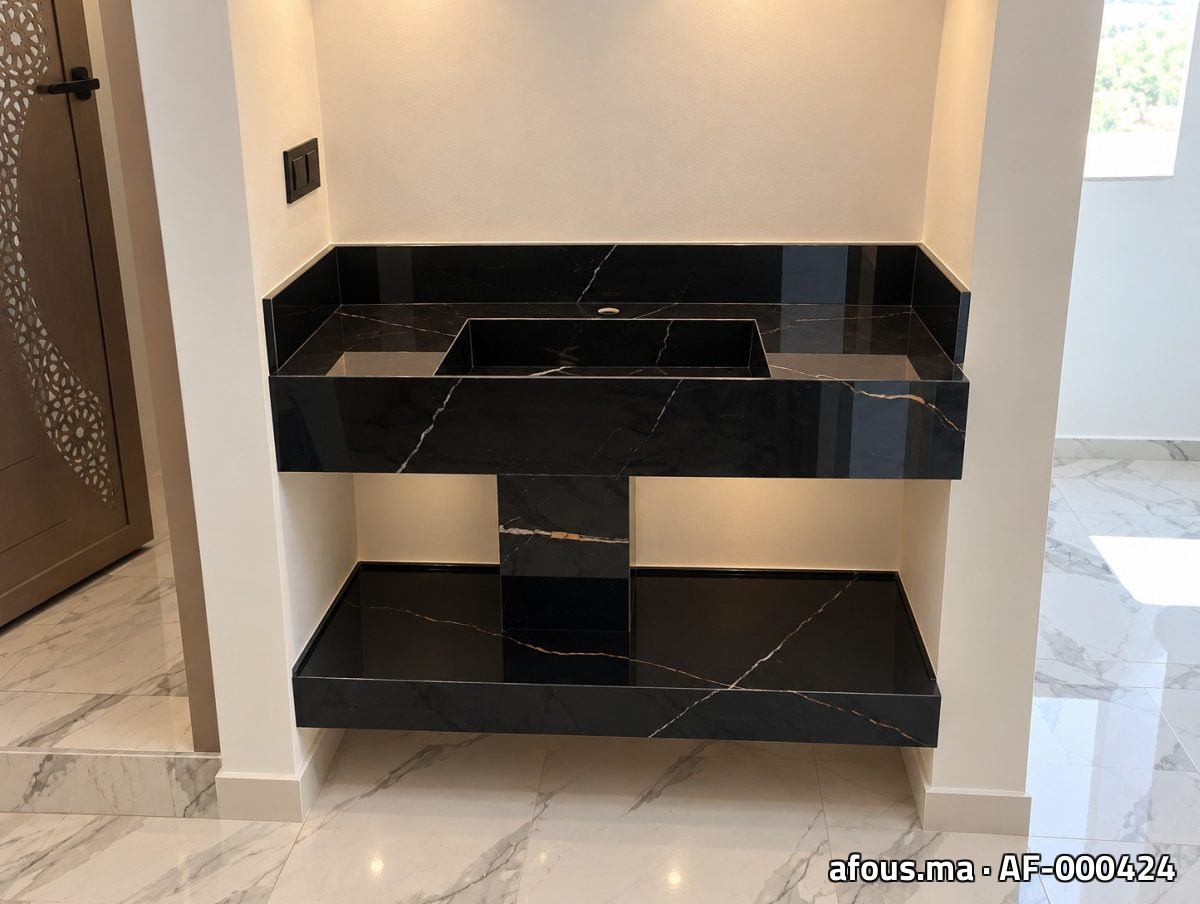 Niche murale effet marbre noir à plan suspendu — Agadir