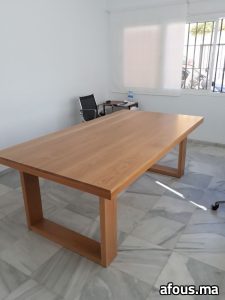 Grand bureau en bois de chêne massif à piètement en U — Oujda