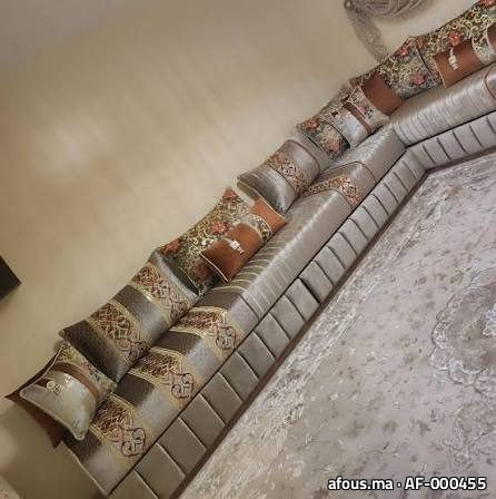 Salon marocain en velours argenté
