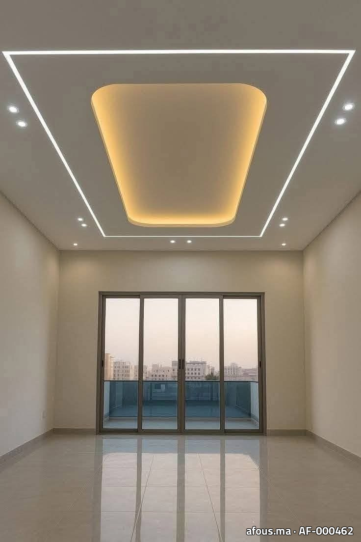 Faux plafond en plâtre à caisson central rétroéclairé — Casablanca
