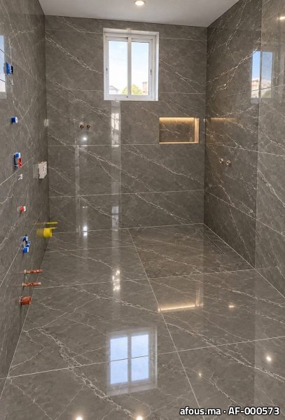 Salle de bain effet marbre gris
