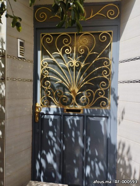 Porte d'entrée à imposte en ferronnerie