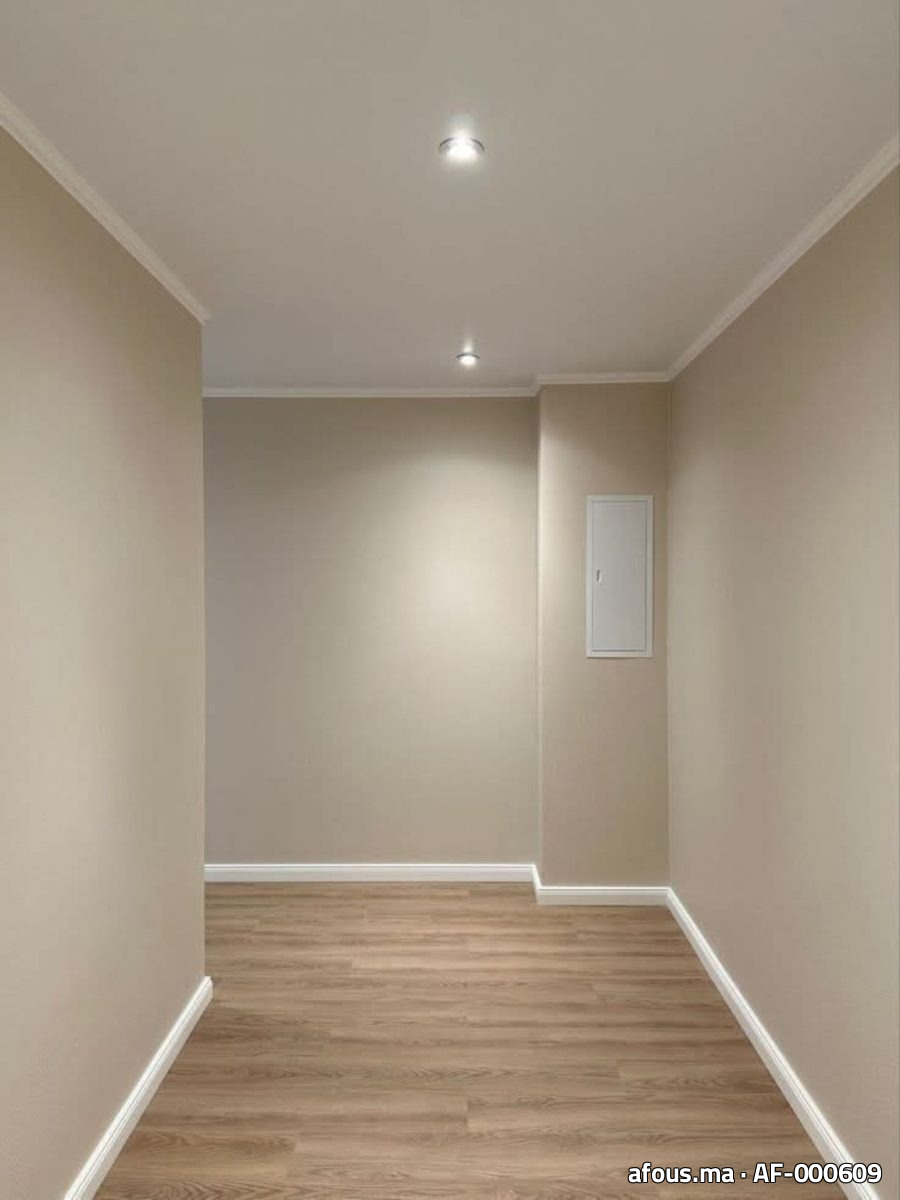Couloir peint en beige et taupe à parquet — Casablanca