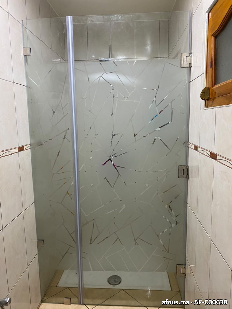 Paroi de douche en verre à décor sablé géométrique — Agadir