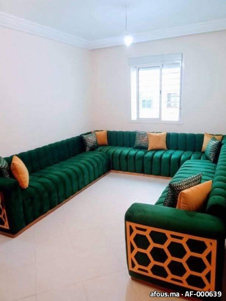 Salon marocain en L en velours vert