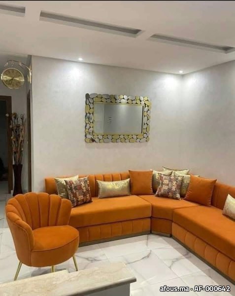 Salon d'angle en velours orange