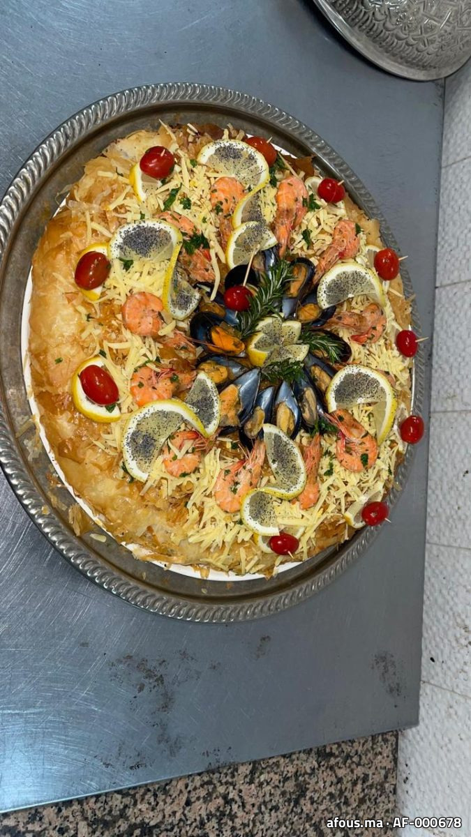 Pastilla aux fruits de mer au fromage râpé — Rabat